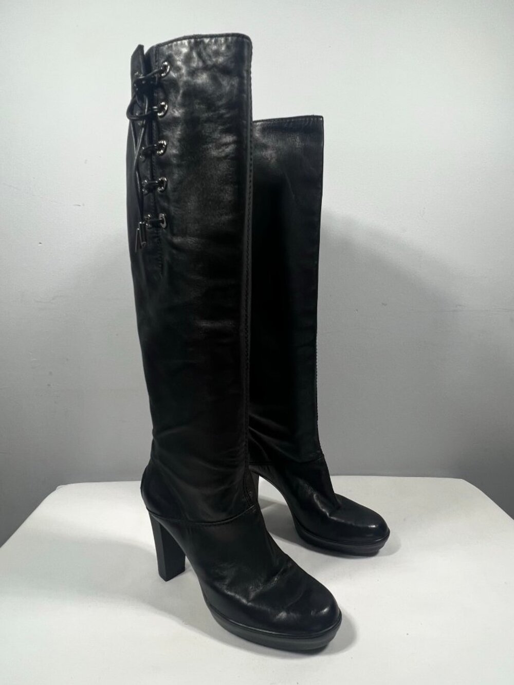 Vintage Tods Boots Womens Platform Knee High Leather 10.5 Whimsigoth Y2K Italian